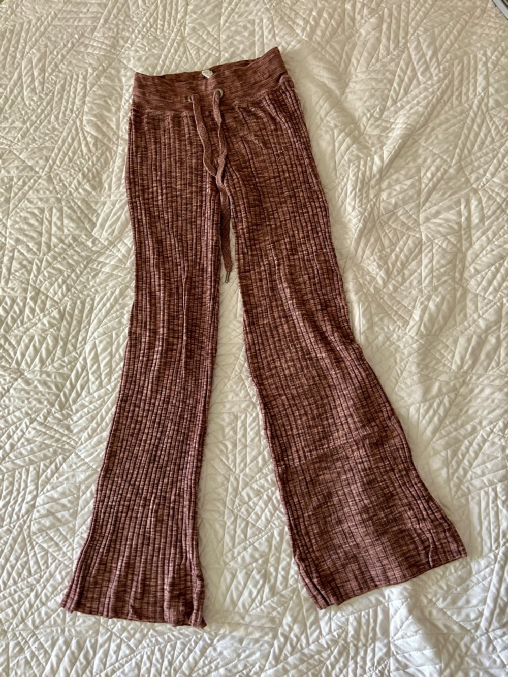 Athleta Revolve Ribbed Flare Lounge Pants in Tawny Rose - Picture 1 of 7